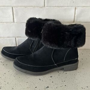 Propet Tabitha Women's Black Faux Suede & Fur Casual Zipper Ankle Boots Size 7.5